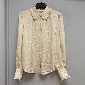 Max Studio Cream Ruffle Collar Long Sleeve Blouse | Women’s Small